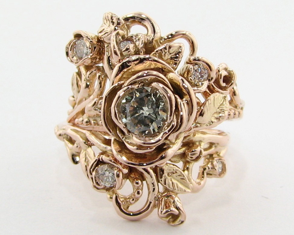 Jane Rose Wedding Set, Rose Gold & Diamond