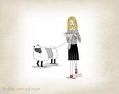 Sweater, 8 x 10 illustration print, knitting and sheep, wool, yarn, knit