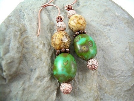Earth Stones Copper Earrings