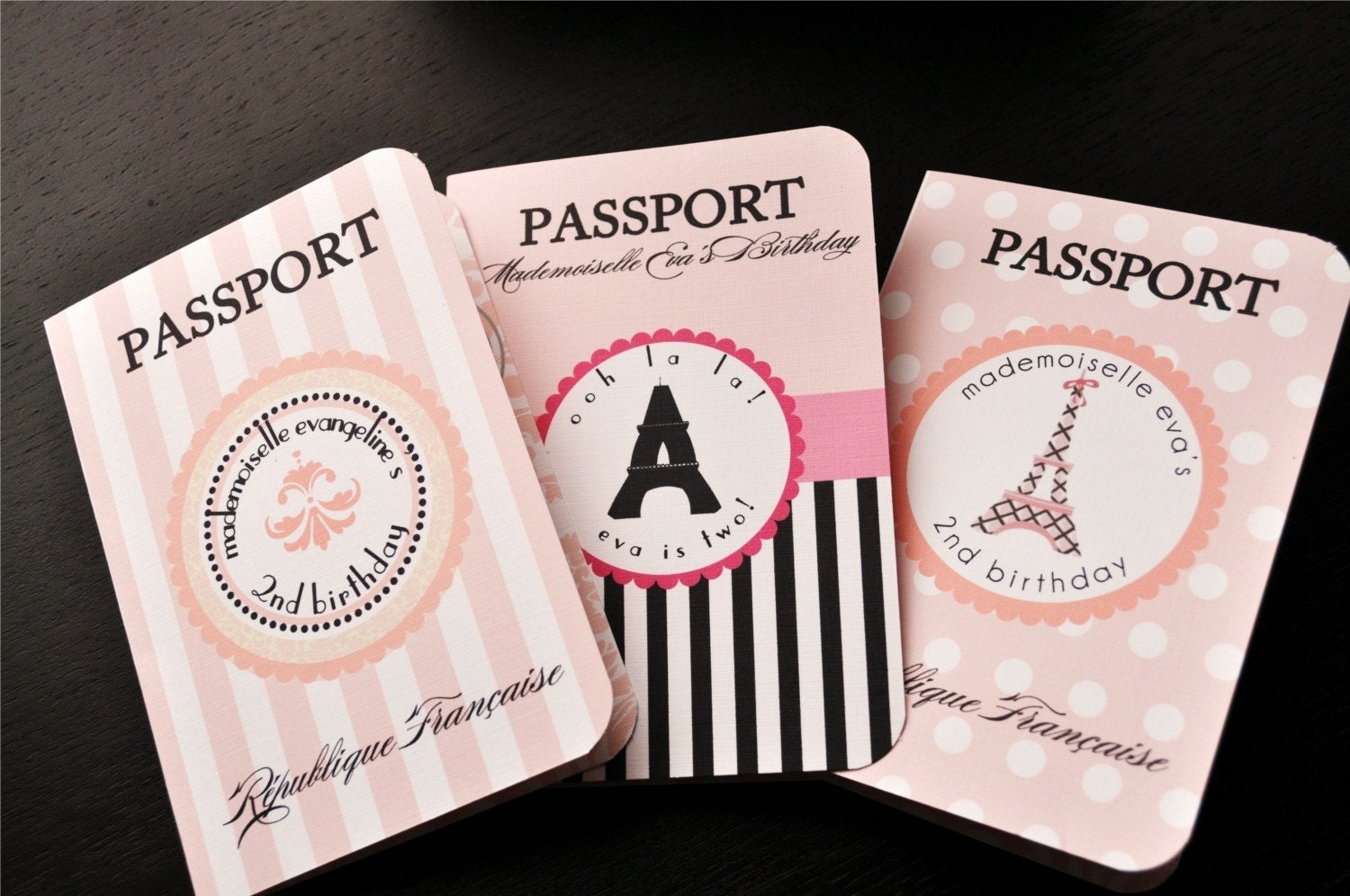THE ORIGINAL Paris Passport Invitations - Paris Invitation Set of 12 - Assembled by PAPERCANDEE
