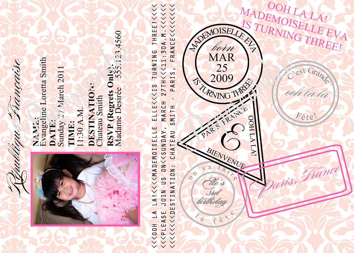 THE ORIGINAL Parisian Themed Passport Invitations - New Designs - Printable File by Papercandee