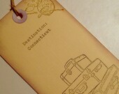 Custom destination escort tags, luggage, hand typed, vintage, set 10