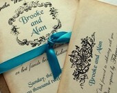 Rustic wedding invitation suite, vintage scroll, frame brown craft, custom color, set of 15
