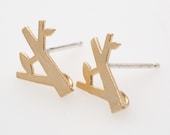 ER147-MG // Gold Plated Ear Post Finding, Matt, 4 Pc