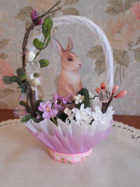 EASTER - Bunny - Handmade vintage style nut cup-candy cup- basket