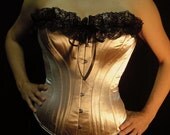 SALE-- c. 1880 Victorian Corset in Dusty Rose Satin Coutil