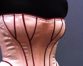 SALE-- c. 1890 Late Victorian Corset in  Peach Satin coutil
