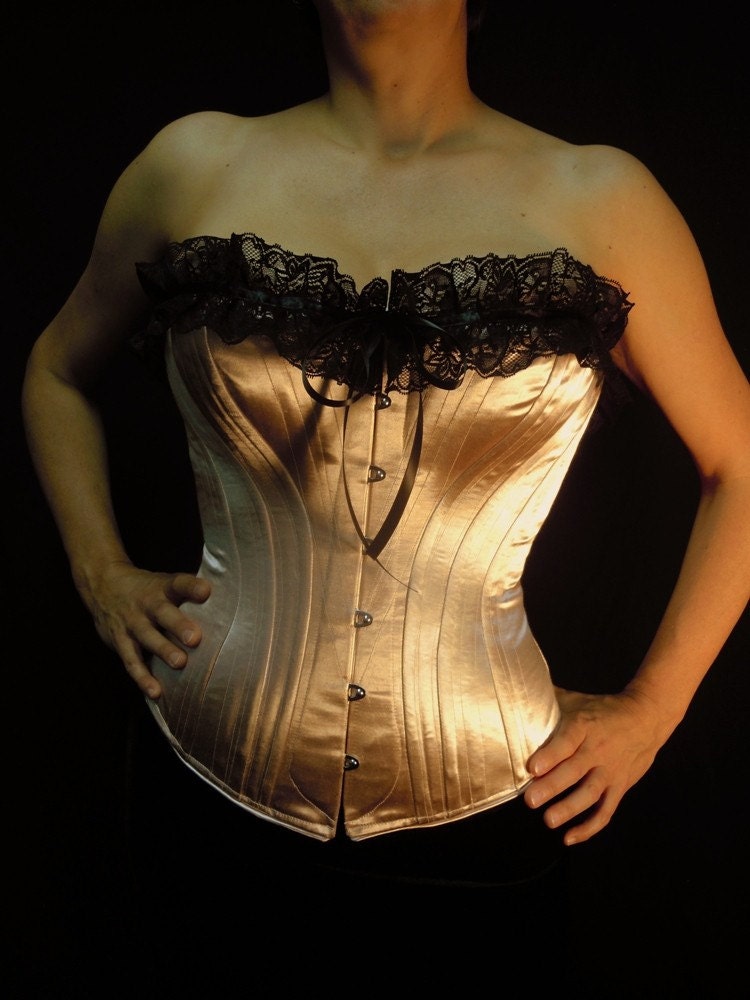 SALE-- c. 1880 Victorian Corset in Dusty Rose Satin Coutil