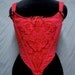 ON SALE-- c. 1770 Colonial American Revolution Corset in Cranberry Embroidered Linen