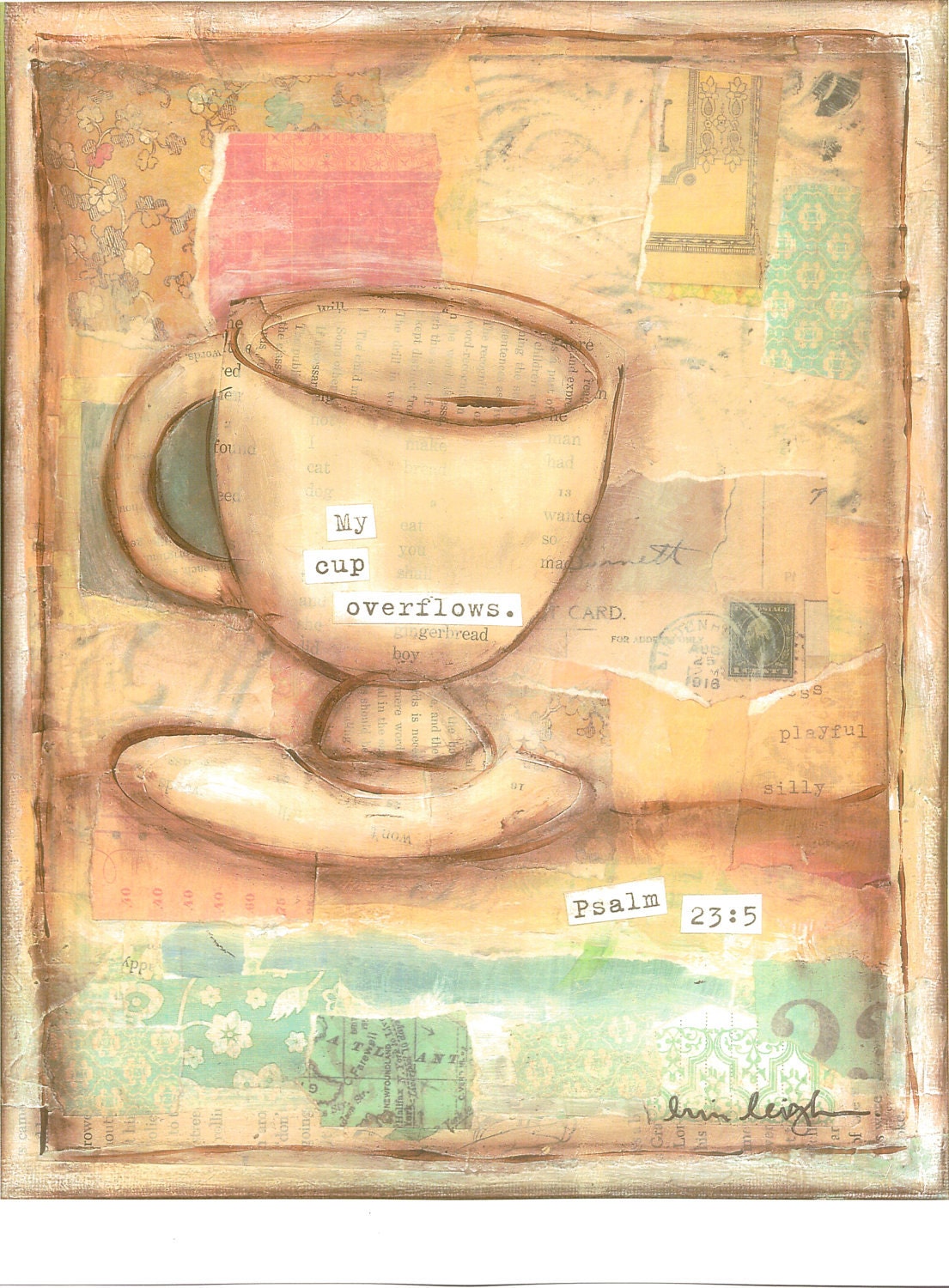 Scripture Art, My Cup Overflows (Psalm 23:5), 8 x 10 Fine Art Print