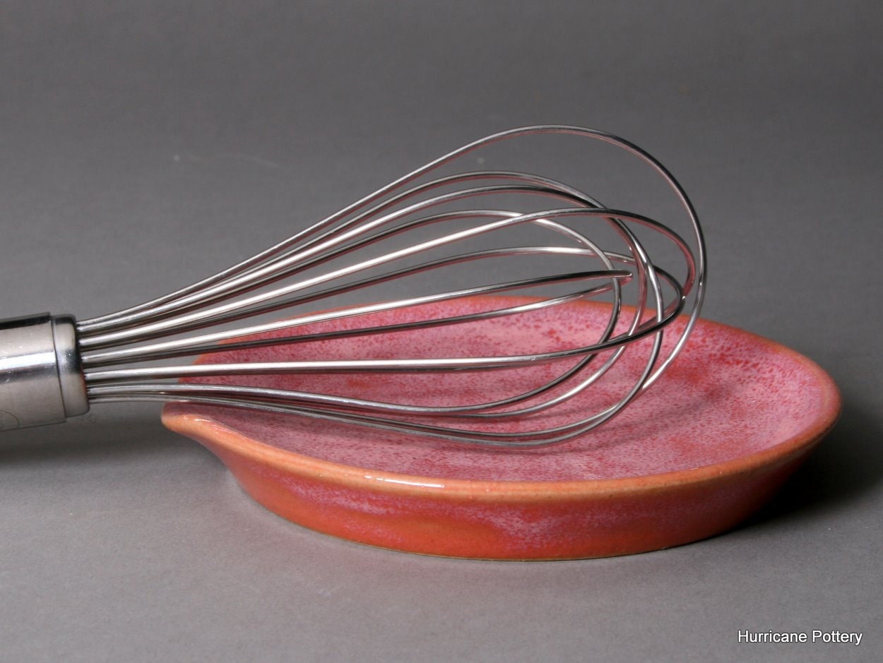 Spoon Rest Salmon Pink Hand Thrown Ceramic Pottery