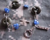 Military Button Hearts Apart  I love my Sailor Bracelet