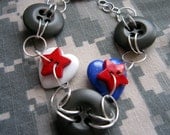 Military Button Bracelet I Love my Soldier Star over my Heart