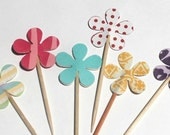 24 Customized Flower Appetizer Picks or Cupcake Topper for weddings showers celebrations