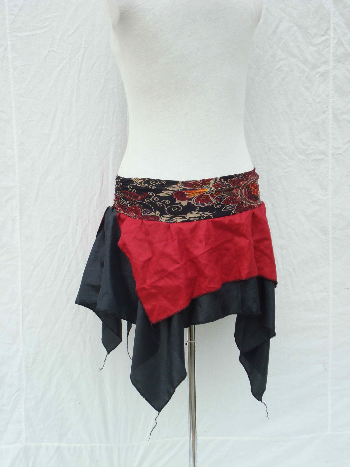 Tattered Red & Black Skirt