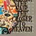 The Higher The Hair, 8x10 digital print, beauty shop humor, bright multicolor collage, tangerine turquoise gray