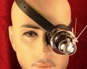 steampunk MONOCLE black and silver with MAGNIFIERS