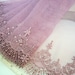 Embroidered lace, antique violet tulle net trim 1 1/2 yards VT076