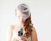 Wedding Veil, Birdcage Veil, Polka dots, Short Veil - Polka Dot Blusher Veil
