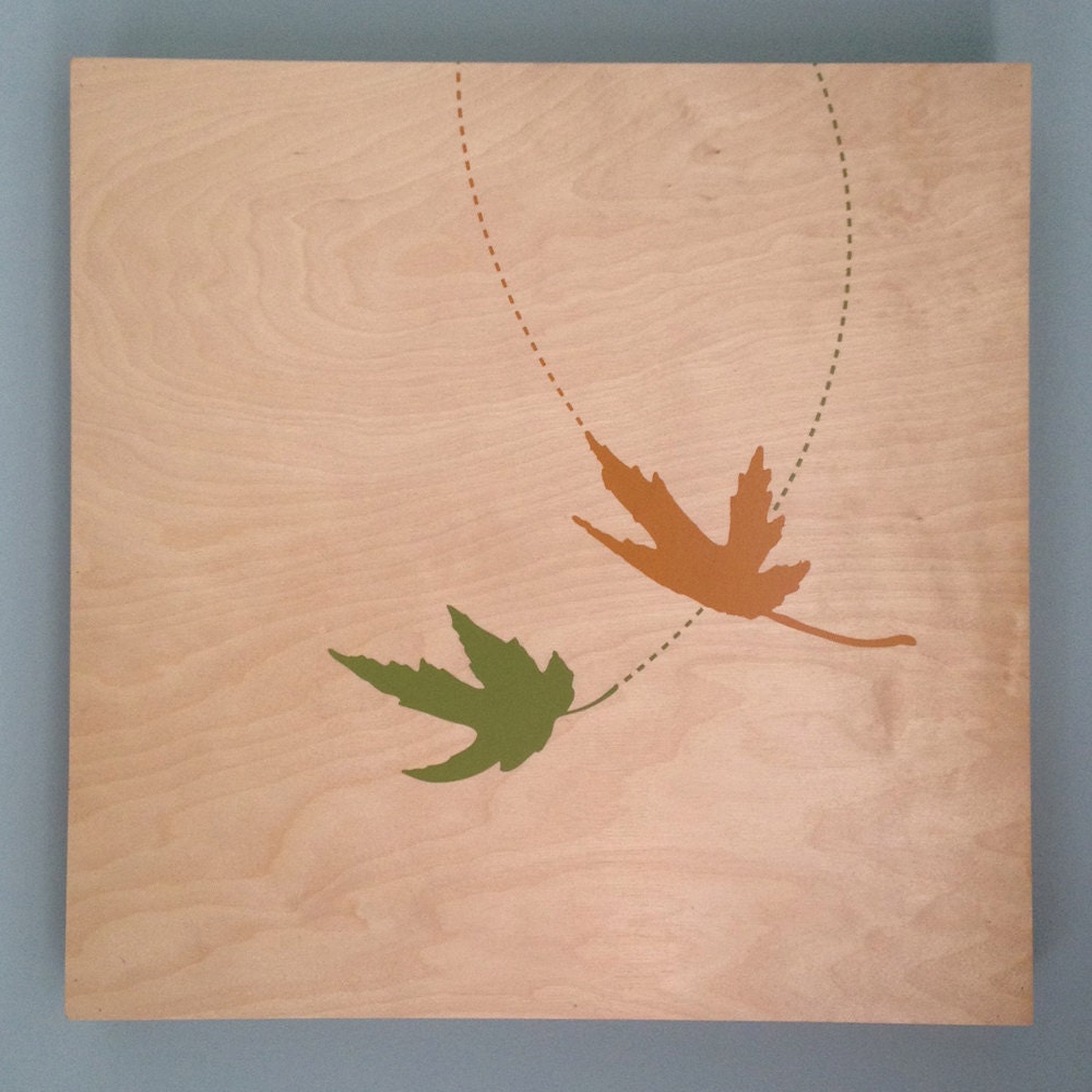 Dancing Leaves - Original Screen print on Wood