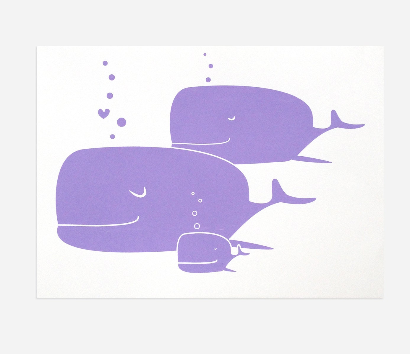 Nautical Nursery Art - Whale Family Original Artwork - Choose your own color
