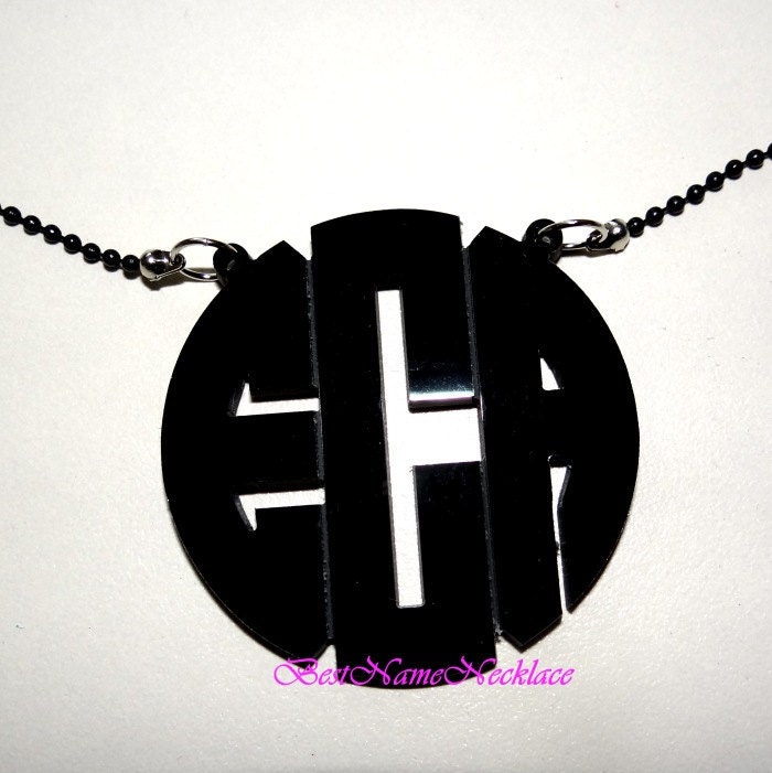 Statement 2" Round Monogram Acrylic Name necklace 24 colors and 10 chains