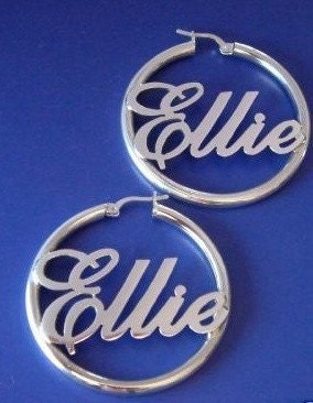 Earrings Hoops with your name, Carrie style name earrings, any name up to 7 letters, choose font