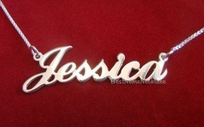 Name Necklace with ANY NAME up to 7 letters, solid sterling silver, chain included