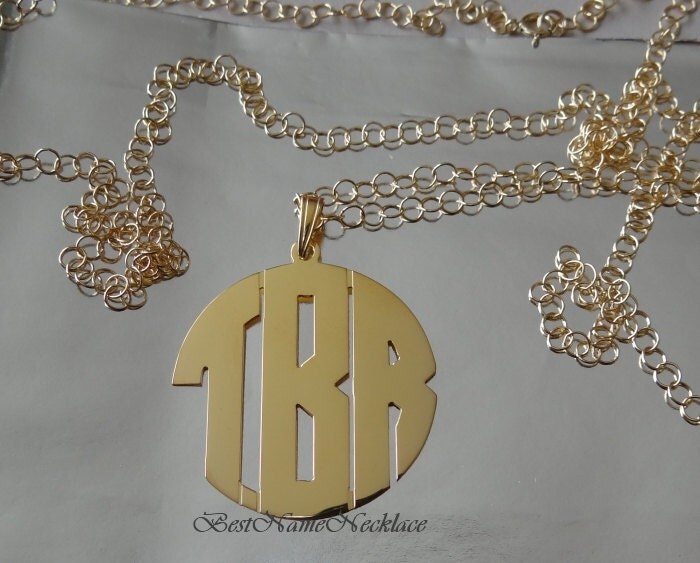 14K Gold Monogram Pendant Necklace