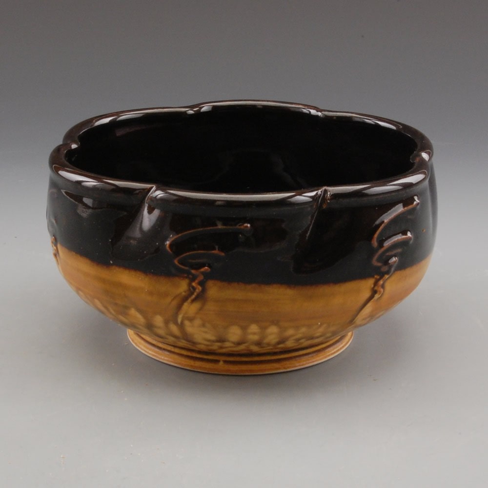 6-Dent Bowl - Dark Brown and Golden Brown