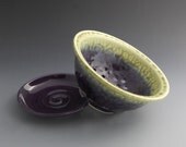 Eggplant Purple and Fern Green Colander (Berry Bowl)