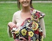 Baby Sling Ring Sling Baby Carrier - Espresso Blossom- FAST SHIPPING - Instructional DVD Included