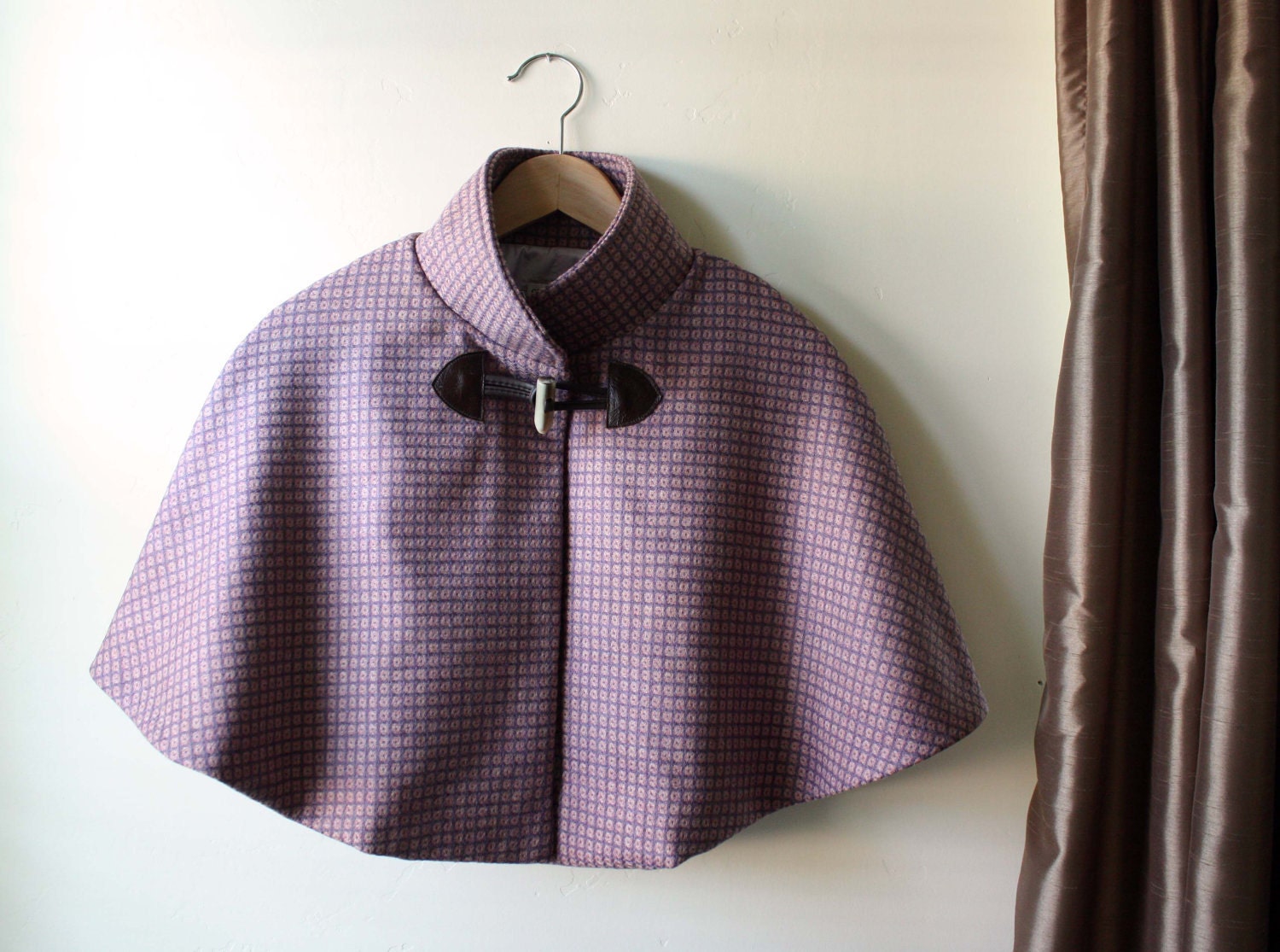 Rose Plaid Capelet in Wool// Toggle closure //  Adult Size 12 only// Ready to Ship