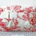 Save 10% w/ promo code--Kitt Wristlet/ Pouch/ Makeup Bag in Coral Red/Natural Toile Print--Ready to Ship--