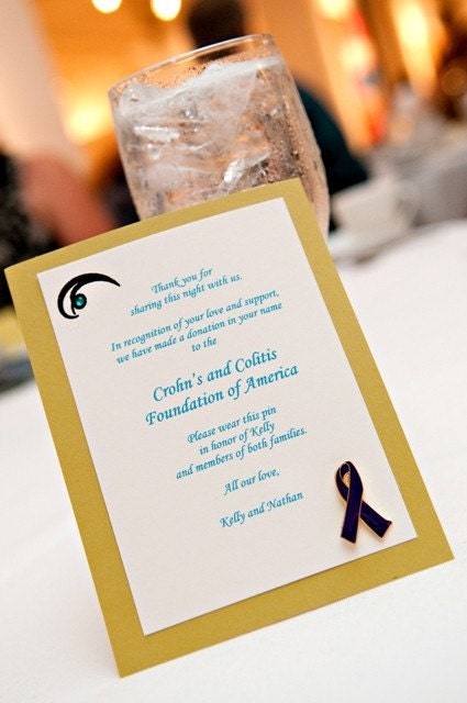 Charity Donation Cards for Your Wedding Including Ribbon Pin of Your Choice Custom