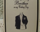 Thank You To My Brother on My Wedding Day Card  Black and Ivory Card  ECS