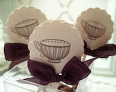 Teapot and Teacup Cupcake Topper Treat Topper Mini Food Picks Ivory and Brown Set of 12 ECS