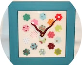 ON SALE - Wall Clock Polka Dot Flowers on Ceramic Tile No. 604 (8-1/4 inches)