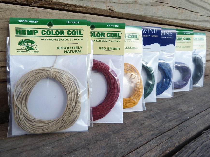 Colored Hemp Twine, 12 Packages, Hungarian Hemp, 1mm, Hemp Cord, Hemp Jewelry Supplies