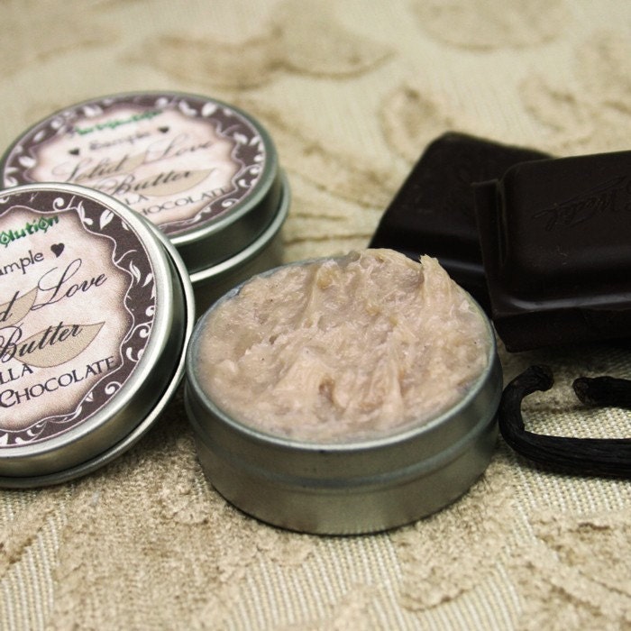 Organic Body Butter Chocolate Vanilla Solid Love Vegan Whipped Shea butter SAMPLE