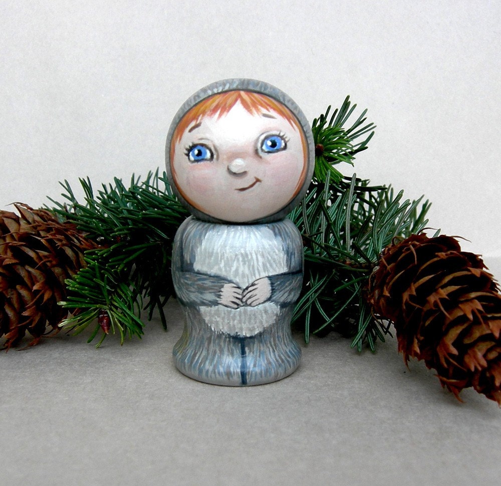 Squirrel Girl Wooden Kokeshi Doll