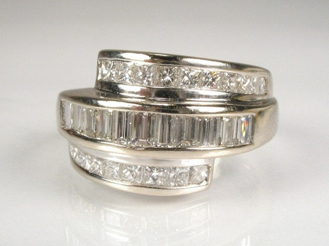 Princess and Baguette Diamond Ring - 1.25 Carat Total Weight - Appraisal Included