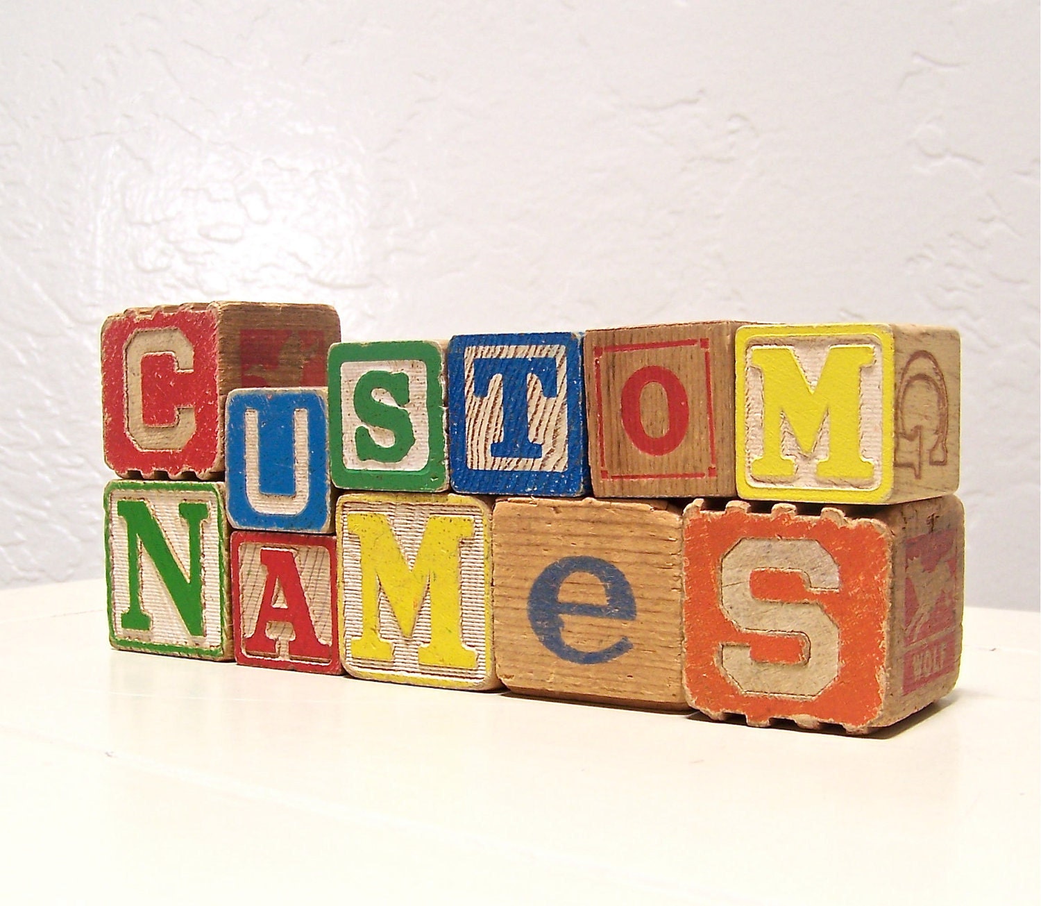 vintage wooden letter blocks - custom names