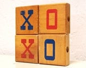xoxo - vintage wooden letter blocks - hugs & kisses