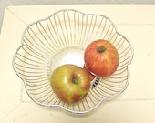 50% off vintage mid century silver plated wire bowl or basket - flower