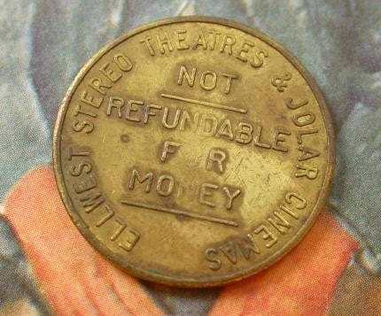 1970's Adult Peep Show Token...Ellwest Stereo Theatres and Jolar Cinemas...NYC.