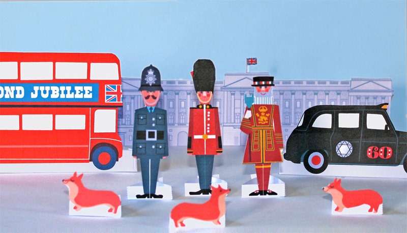 Diamond Jubilee paper figures, transport and Buckingham Palace printables PDF templates play set