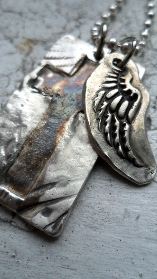 Custom Silver Angel Wing Tag