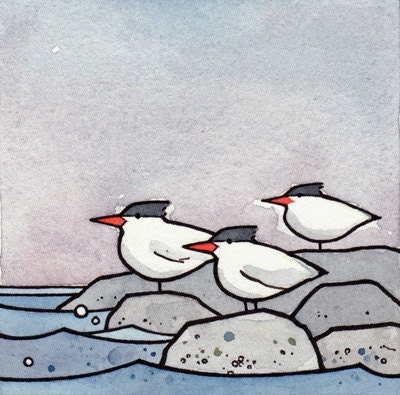 Terns 3x3 Watercolor Illustration Print