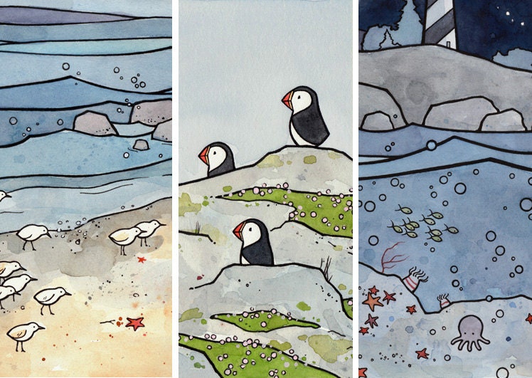 Custom watercolor art 8x10 - animal ocean nursery illustration
